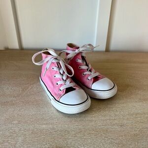 Toddler Girls Pink High Top Converse All Star Shoes | Size 9